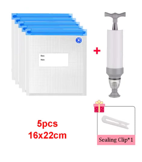 Reusable Vacuum Sealer Bag Kitchen Food Storage Zipper Bag Air Valve Pump Seal Vegetables Meat Snack Sealer Fresh Keeping Bag by Anti Spier