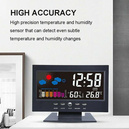 LED Digital Alarm Clock Snooze Calendar Thermometer Hygrometer Weather Display by Anti Spier