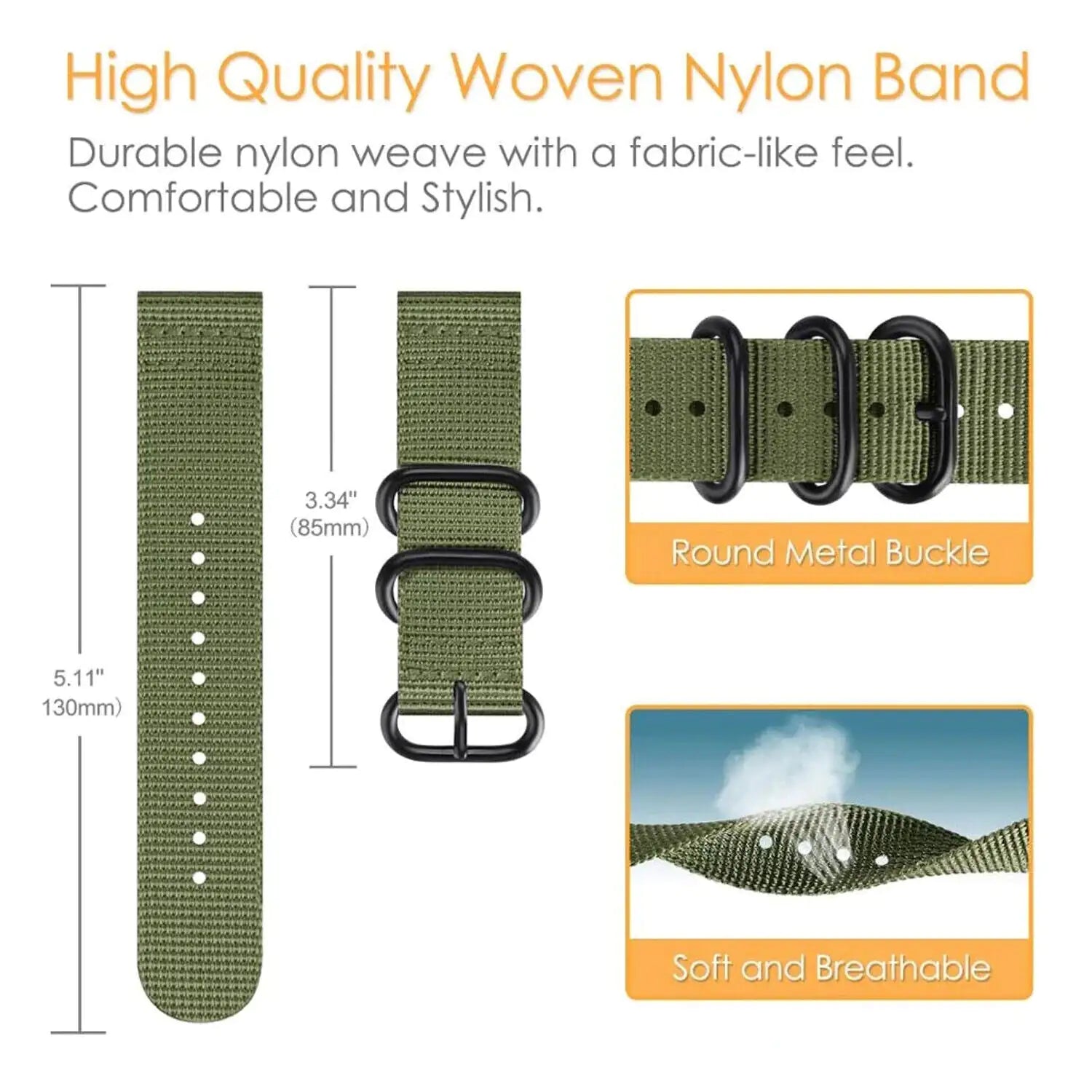 18mm 20mm 22mm Durable Military Woven Nylon Wrist Watch Band Quick Release Strap by Anti Spier
