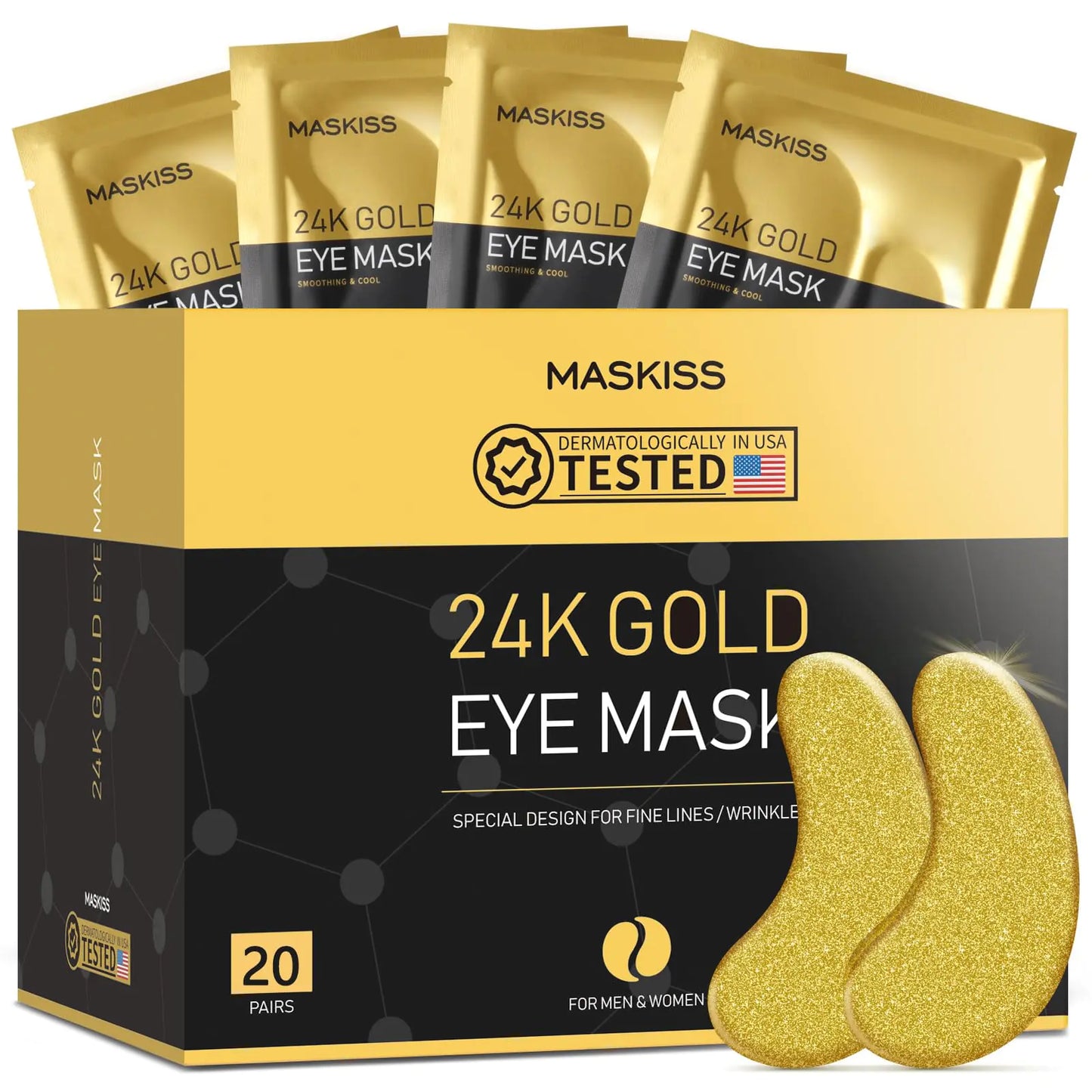24k Gold Under Eye Patches (50 Pairs), eye mask, Collagen Skin Care Products, Eye Patches for Puffy Eyes, eye masks for dark circles and puffiness 1 Count (Pack of 50) by Anti Spier