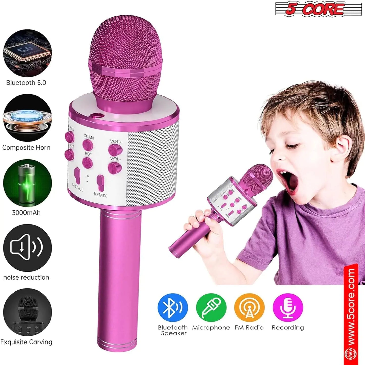 5Core Wireless Karaoke Microphone Bluetooth Mic Portable Handheld Microfonos Inalambricos by Anti Spier