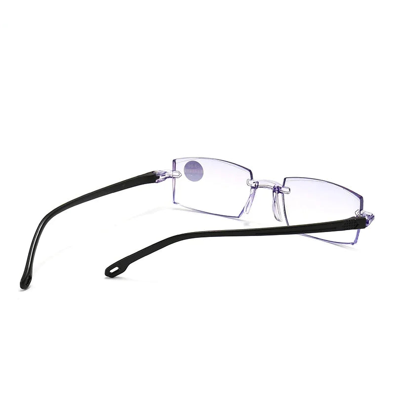 4 PK Mens Rectangular Rimless Blue Light Blocking Reading Glasses Unisex Readers by Anti Spier
