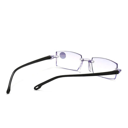 4 PK Mens Rectangular Rimless Blue Light Blocking Reading Glasses Unisex Readers by Anti Spier