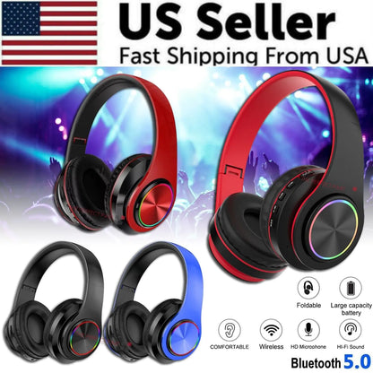Super Bass Wireless Bluetooth Headphones Foldable Stereo Earphones Headsets Mic by Anti Spier