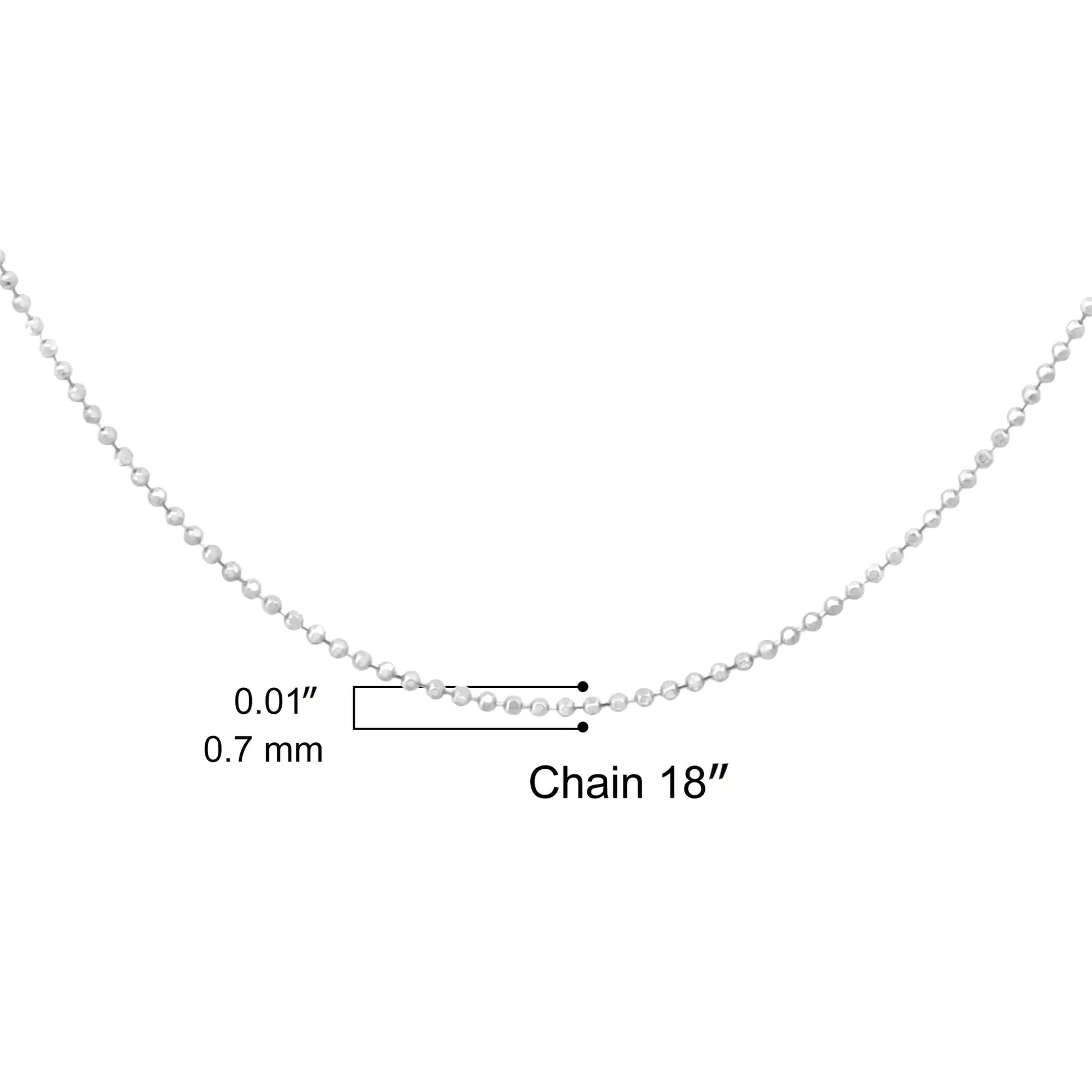 .925 Sterling Silver 0.7mm Slim and Dainty Unisex 18" Inch Ball Bead Chain Necklace by Anti Spier