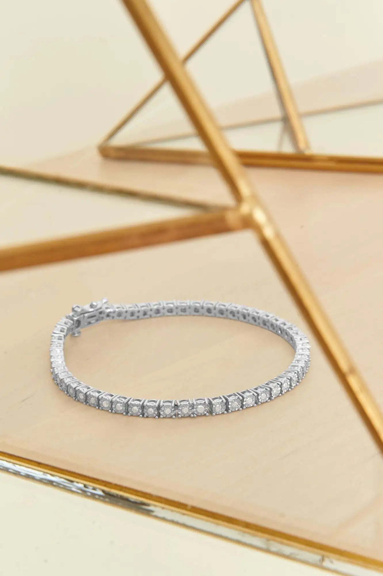 .925 Sterling Silver 1/2 Cttw Diamond Illusion-Set Miracle Plate Tennis Bracelet (I-J Color, I3 Clarity) - 7" by Anti Spier