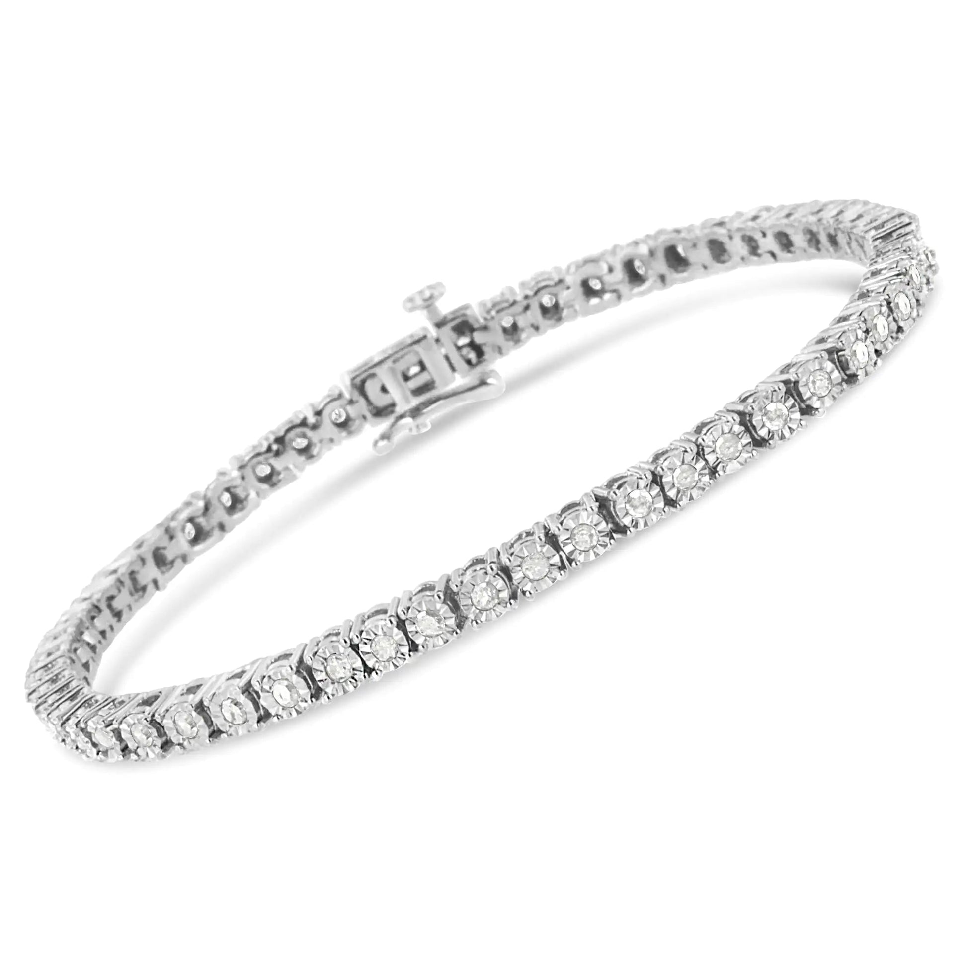.925 Sterling Silver 1/2 Cttw Diamond Illusion-Set Miracle Plate Tennis Bracelet (I-J Color, I3 Clarity) - 7" by Anti Spier