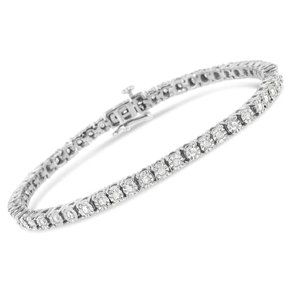 .925 Sterling Silver 1/2 Cttw Diamond Illusion-Set Miracle Plate Tennis Bracelet (I-J Color, I3 Clarity) - 7" by Anti Spier