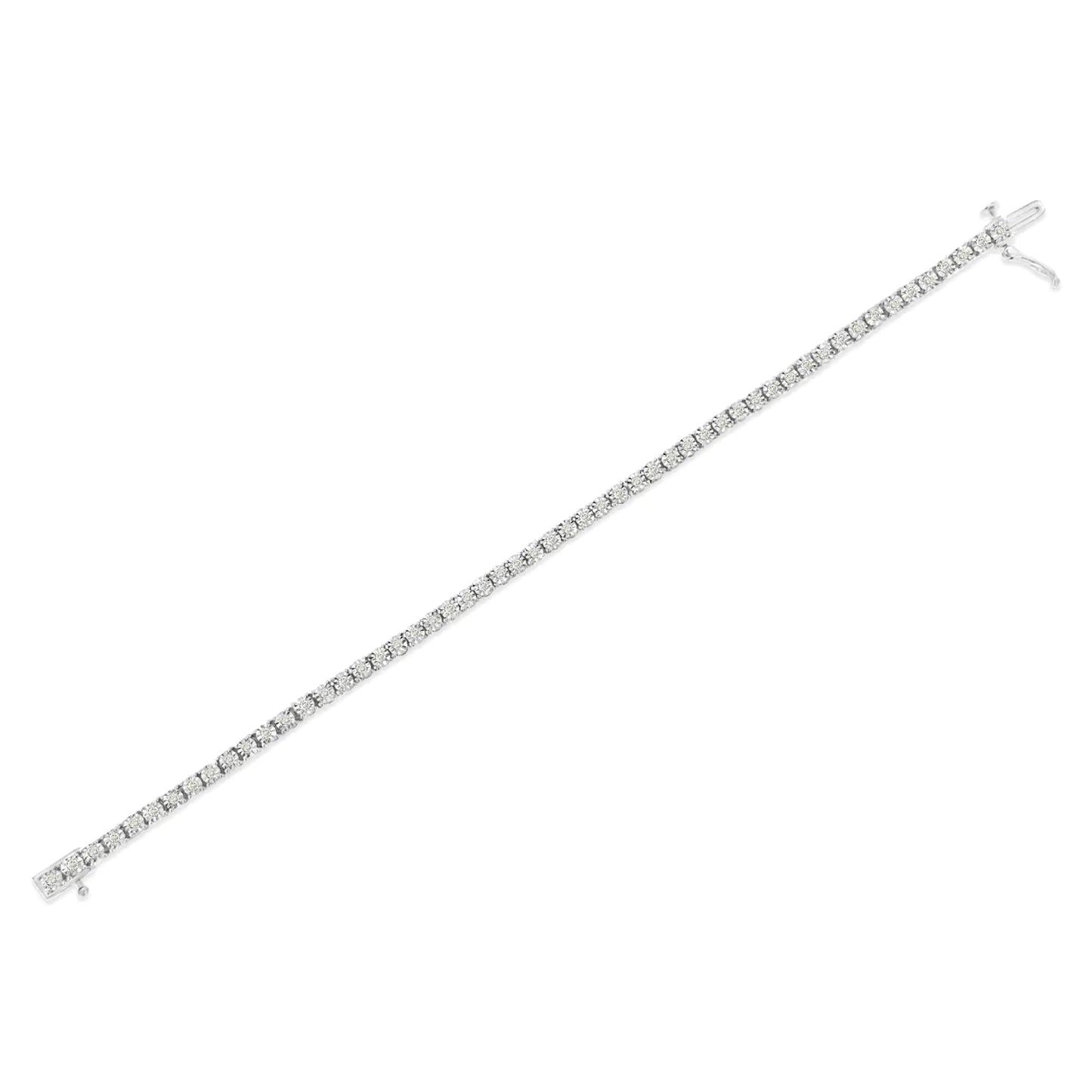 .925 Sterling Silver 1/2 Cttw Diamond Illusion-Set Miracle Plate Tennis Bracelet (I-J Color, I3 Clarity) - 7" by Anti Spier