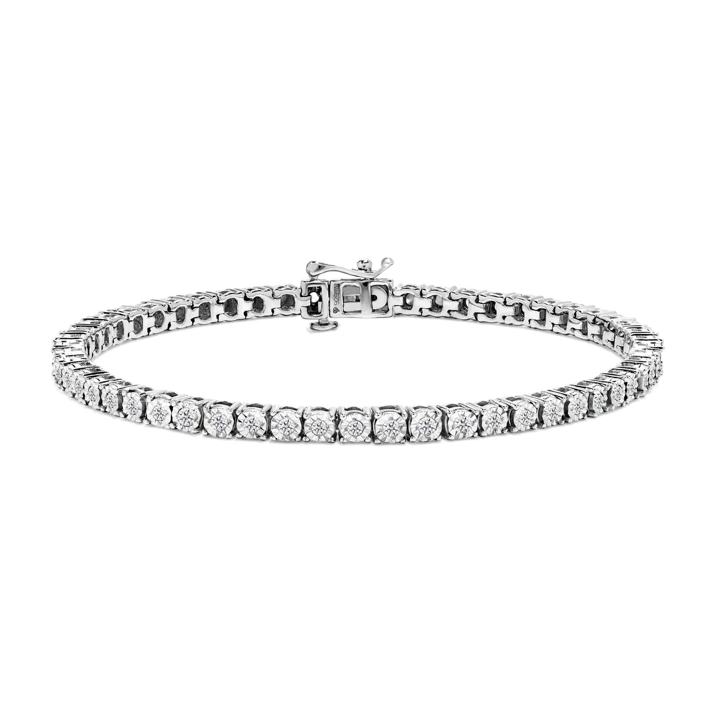 .925 Sterling Silver 1/2 Cttw Diamond Illusion-Set Miracle Plate Tennis Bracelet (I-J Color, I3 Clarity) - 7" by Anti Spier