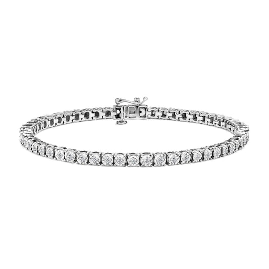.925 Sterling Silver 1/2 Cttw Diamond Illusion-Set Miracle Plate Tennis Bracelet (I-J Color, I3 Clarity) - 7" by Anti Spier