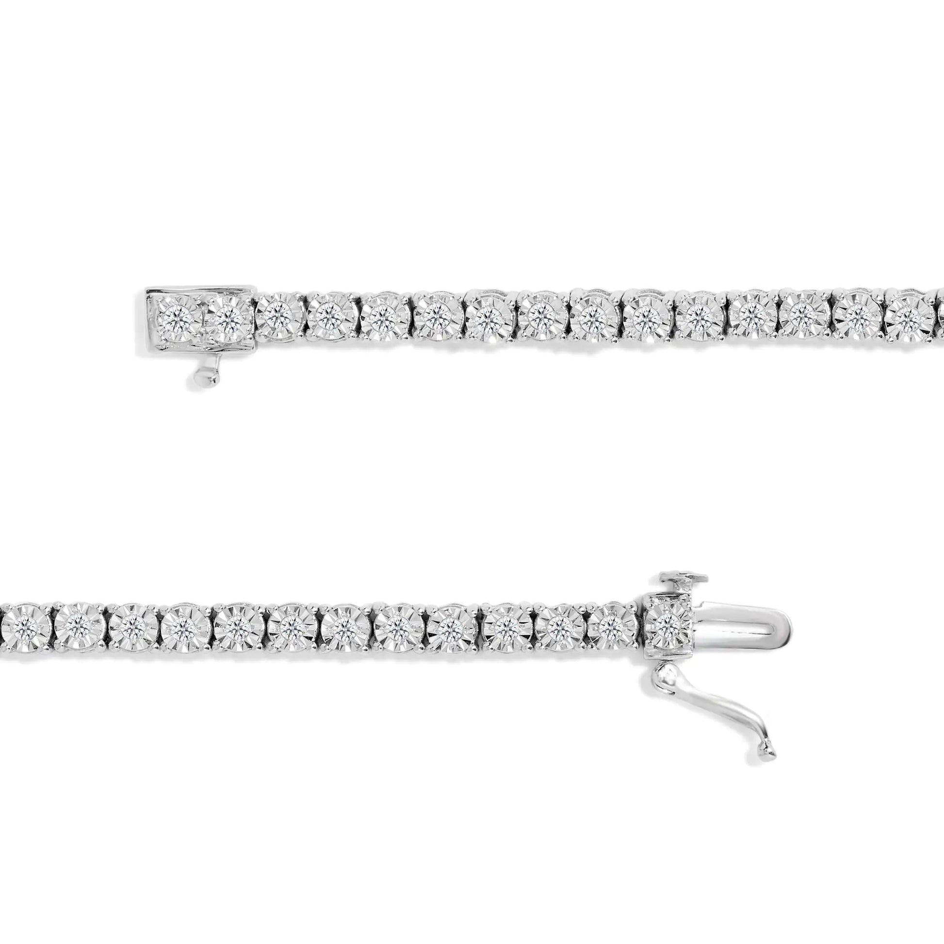 .925 Sterling Silver 1/2 Cttw Diamond Illusion-Set Miracle Plate Tennis Bracelet (I-J Color, I3 Clarity) - 7" by Anti Spier