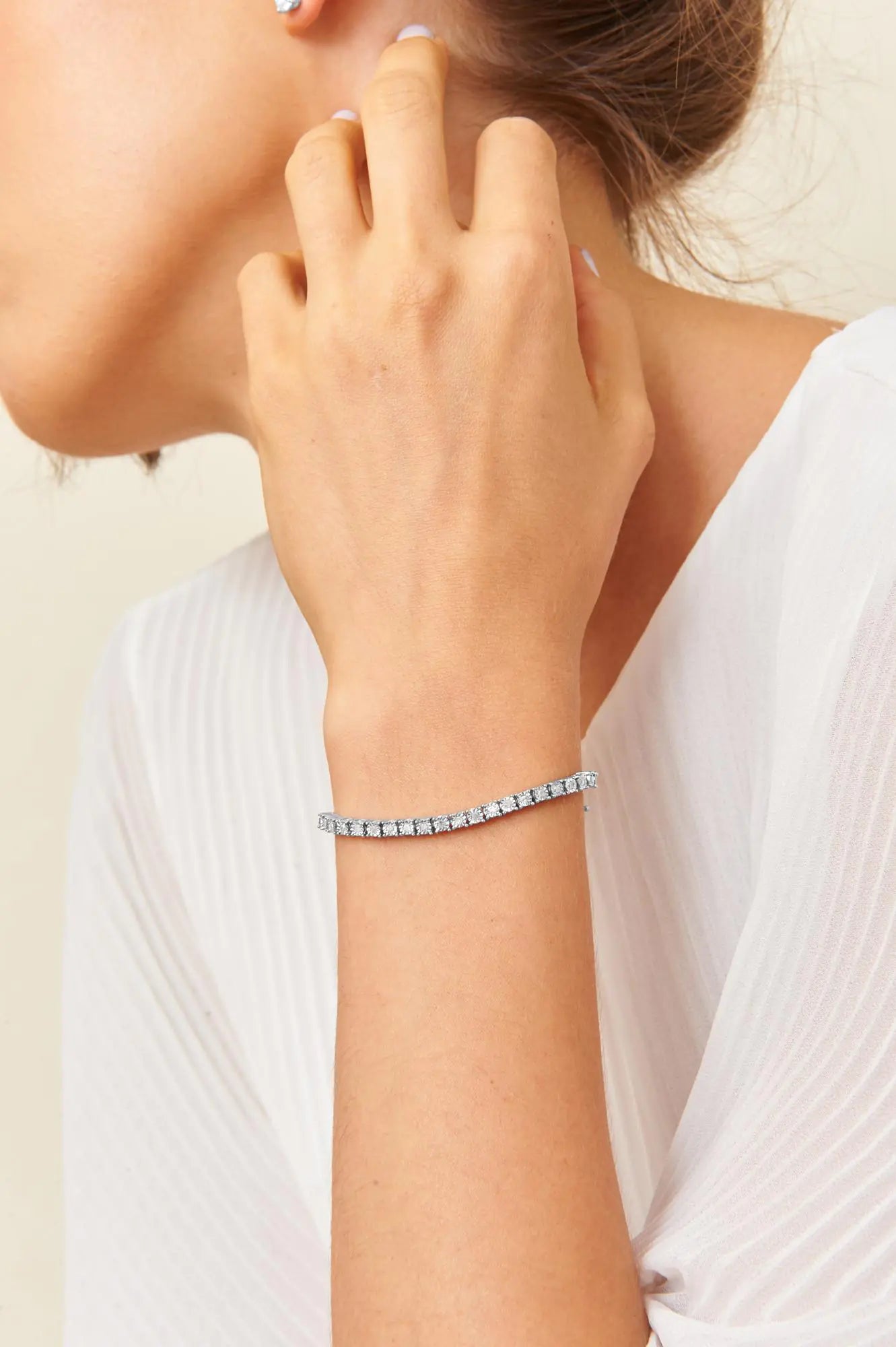 .925 Sterling Silver 1/2 Cttw Diamond Illusion-Set Miracle Plate Tennis Bracelet (I-J Color, I3 Clarity) - 7" by Anti Spier