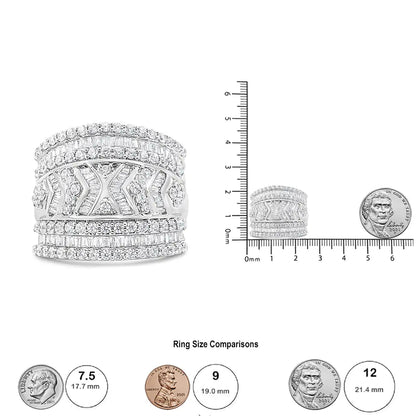 .925 Sterling Silver 2.0 Cttw Diamond Edge Multi-Row Ring Band ( J-K Color, I3 Clarity) by Anti Spier