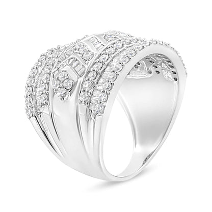 .925 Sterling Silver 2.0 Cttw Diamond Edge Multi-Row Ring Band ( J-K Color, I3 Clarity) by Anti Spier