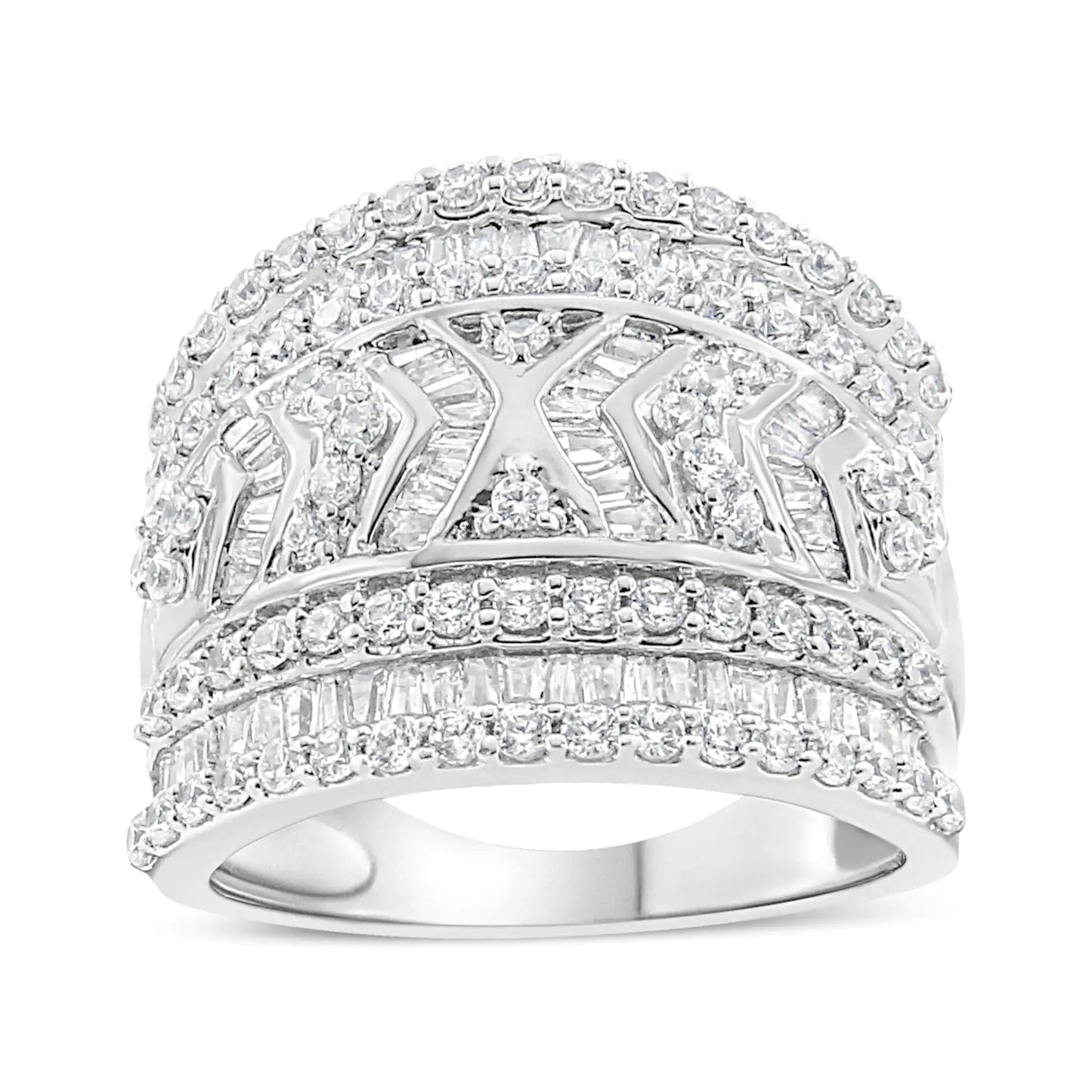 .925 Sterling Silver 2.0 Cttw Diamond Edge Multi-Row Ring Band ( J-K Color, I3 Clarity) by Anti Spier