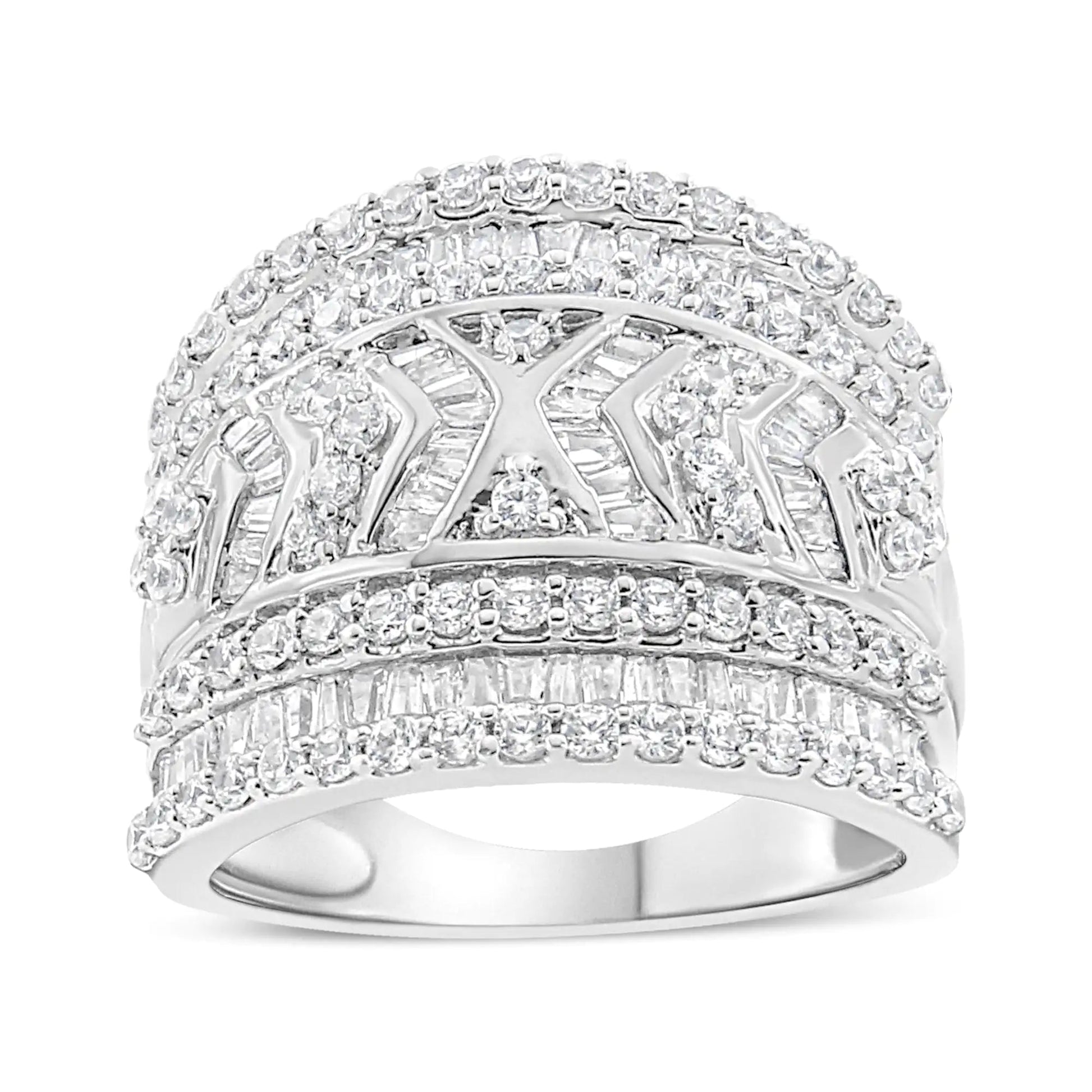 .925 Sterling Silver 2.0 Cttw Diamond Edge Multi-Row Ring Band ( J-K Color, I3 Clarity) by Anti Spier