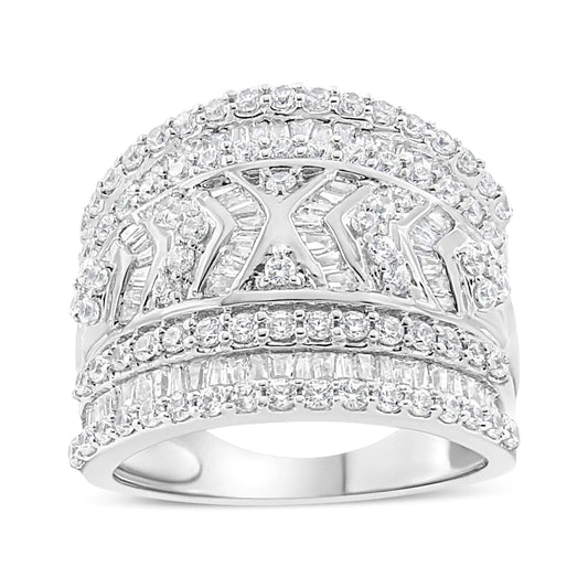 .925 Sterling Silver 2.0 Cttw Diamond Edge Multi-Row Ring Band ( J-K Color, I3 Clarity) by Anti Spier