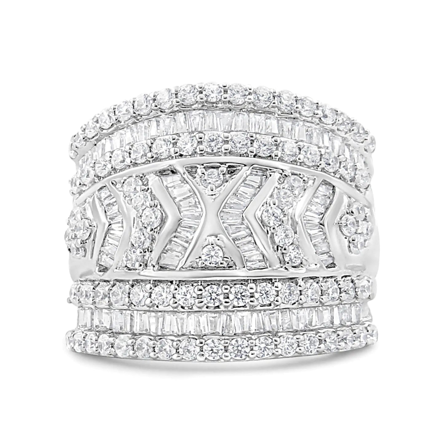 .925 Sterling Silver 2.0 Cttw Diamond Edge Multi-Row Ring Band ( J-K Color, I3 Clarity) by Anti Spier