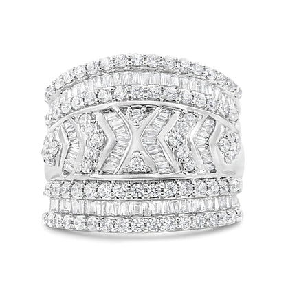 .925 Sterling Silver 2.0 Cttw Diamond Edge Multi-Row Ring Band ( J-K Color, I3 Clarity) by Anti Spier