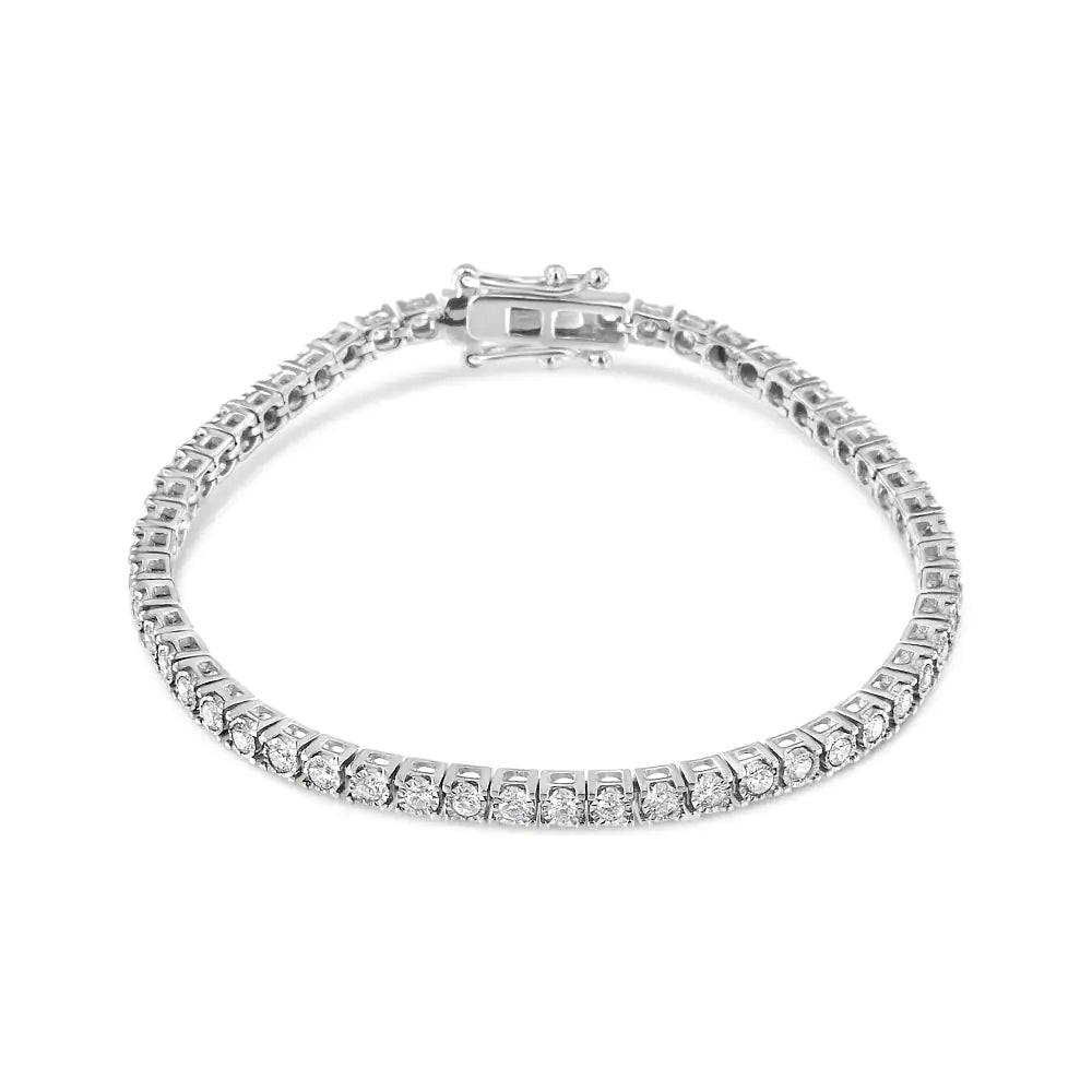 14K White Gold 2.0 Cttw Miracle Set Round-Cut Lab Grown Diamond Illusion 7" Tennis Bracelet (F-G Color, VS2-SI1 Clarity) by Anti Spier