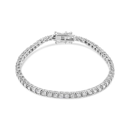 14K White Gold 2.0 Cttw Miracle Set Round-Cut Lab Grown Diamond Illusion 7" Tennis Bracelet (F-G Color, VS2-SI1 Clarity) by Anti Spier