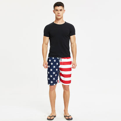 American flag Amazon cross-border exclusive for explosive quick-drying loose beach pants men's oversized five-minute swim shorts by Hypersku