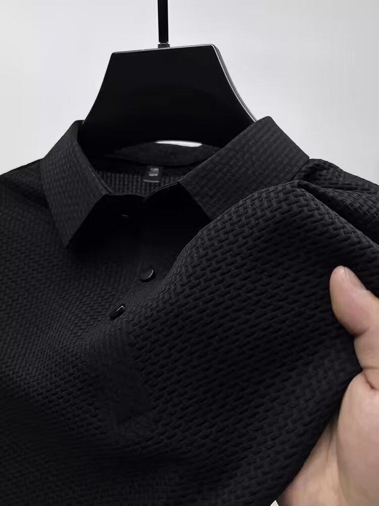 Retro polo shirt for men, versatile in summer, solid-color collared half-sleeve shirt top, trendy short-sleeved shirt by Hypersku