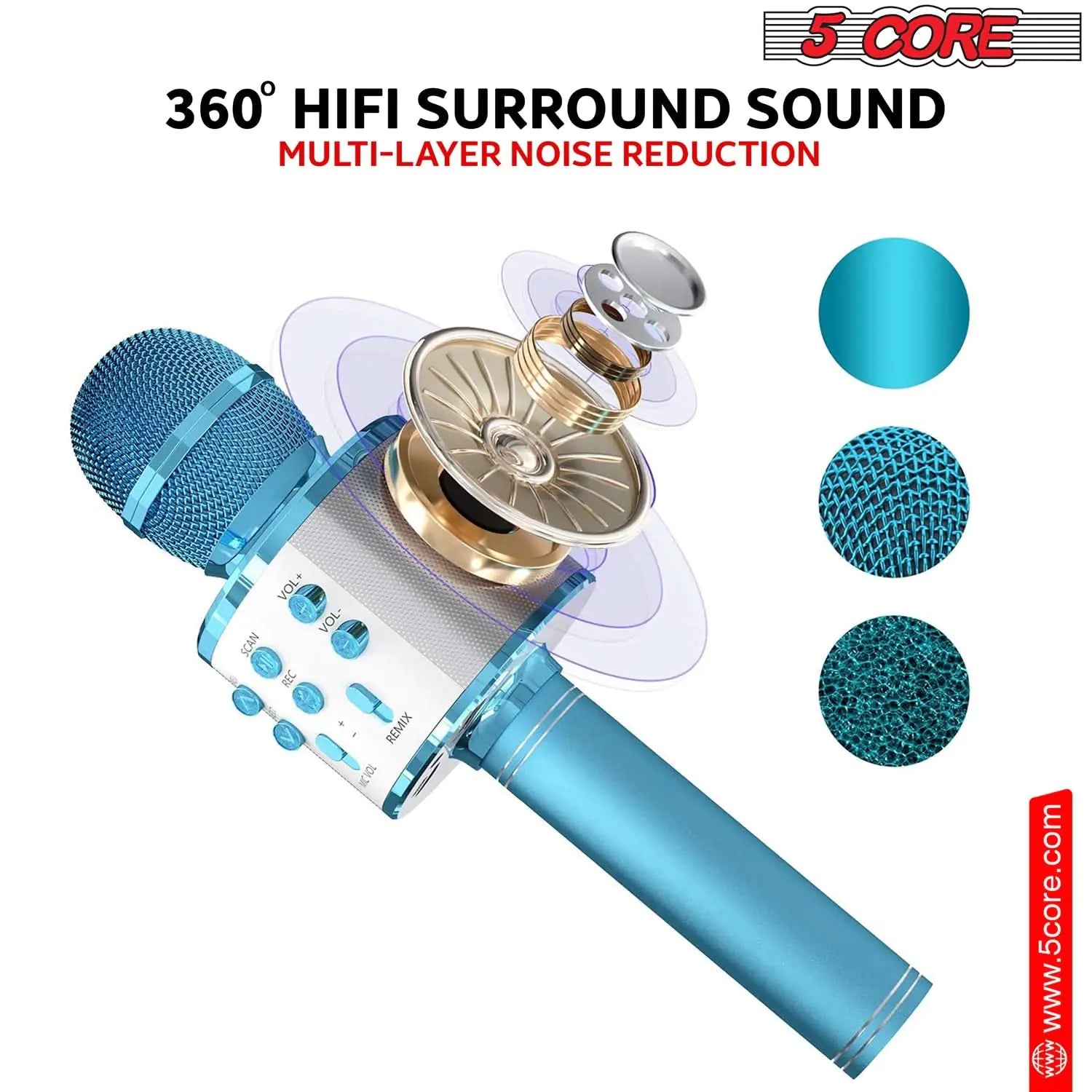 5Core Wireless Karaoke Microphone Bluetooth Mic Portable Handheld Microfonos Inalambricos by Anti Spier
