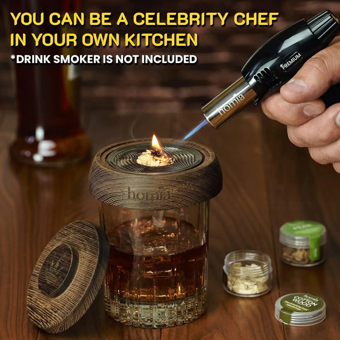 Butane Torch Adjustable Flame for Smoking Guns and Smokers with Wood Chips Bag by Anti Spier