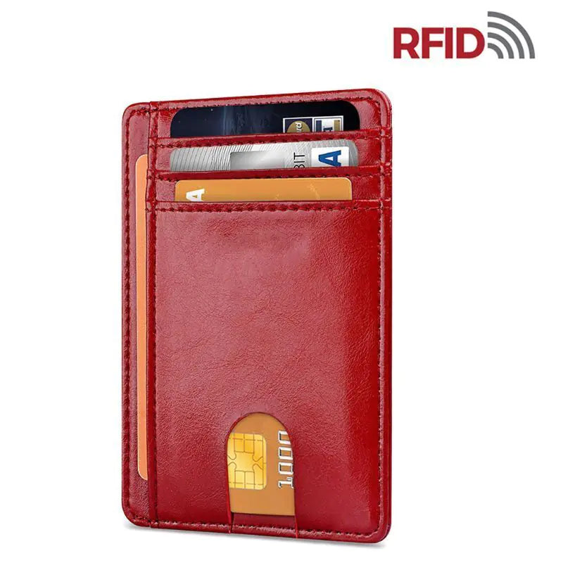 Leather Slim Wallet Credit Card Holder RFID Blocking Pocket ID Money USA by Anti Spier
