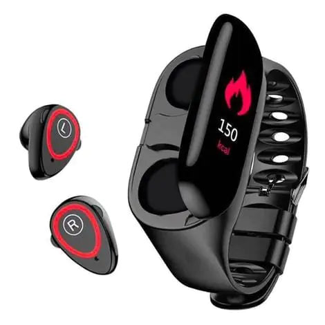 Smart Watch with Built-in TWS Wireless Bluetooth Earphone Blood Heart Rate Monitor by Anti Spier