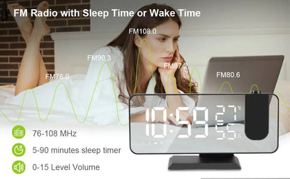 LED Projection Digital Alarm Clock Phone Charger by Anti Spier