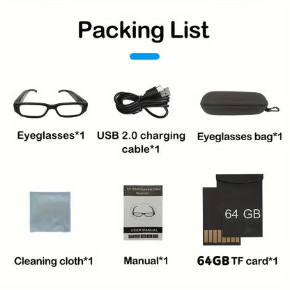 1pc Smart Glasses Camera 1080P Digital Video Recorder Action Camera for Traveling, Camping & Outdoor Activities, Adventure Gear, Modern Eyewear, Functional Design, Travel Recording, Compact Design, High quality Lens, Content Creators by Anti Spier