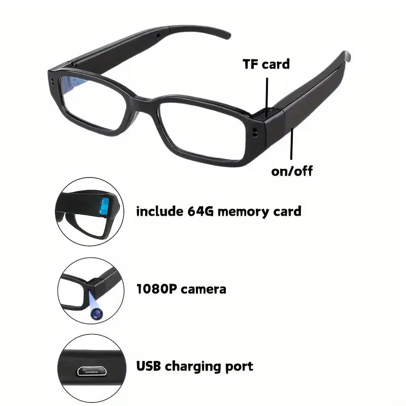 1pc Smart Glasses Camera 1080P Digital Video Recorder Action Camera for Traveling, Camping & Outdoor Activities, Adventure Gear, Modern Eyewear, Functional Design, Travel Recording, Compact Design, High quality Lens, Content Creators by Anti Spier