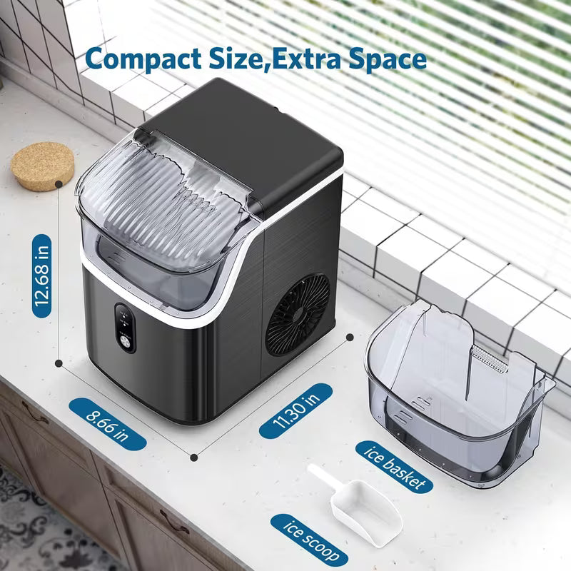 Nugget Countertop Ice Maker, Soft Chew Pellet Ice or Bullet Ice, 44 lbs/24 hrs or 26 lbs/24 hrs, One Touch Operation, Self-Cleaning, For Home, Kitchen, Office, Stainless Steel, Space saving Design, Easy To Clean, High quality Build, Chewable Ice by Anti Spier
