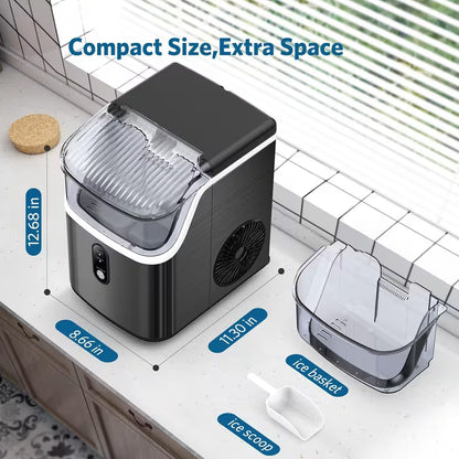 Nugget Countertop Ice Maker, Soft Chew Pellet Ice or Bullet Ice, 44 lbs/24 hrs or 26 lbs/24 hrs, One Touch Operation, Self-Cleaning, For Home, Kitchen, Office, Stainless Steel, Space saving Design, Easy To Clean, High quality Build, Chewable Ice by Anti Spier