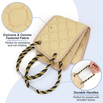 Exfoliating Back Scrubber with Handles, 39 Inch Double-Sided Back Exfoliator Body Scrub Towel, Exfoliating Washcloth Bath Tool for Use in Shower, Back Washer to Deep Clean Your Skin for Men & Women Beige (39*5.5 Inch) by Anti Spier
