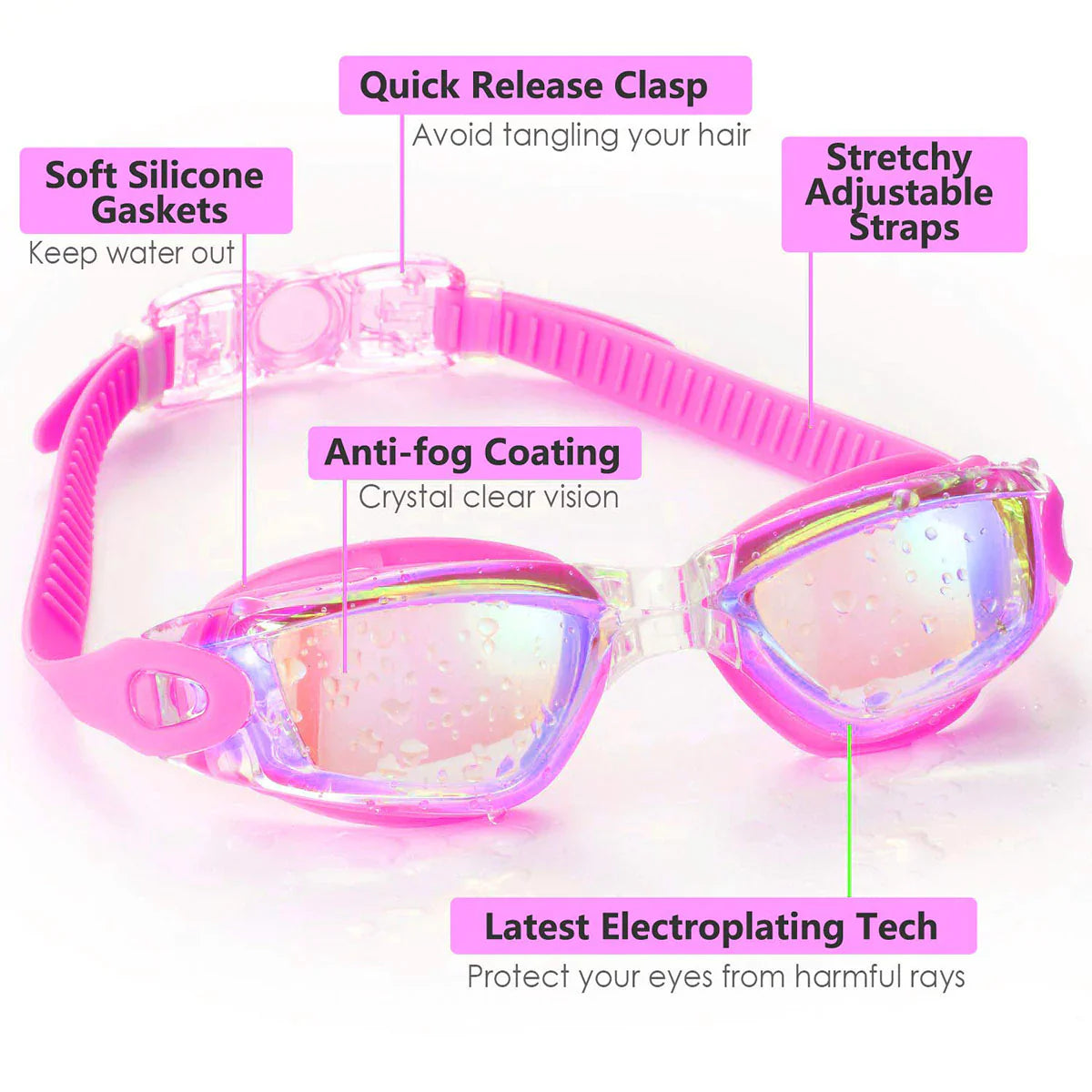 Clear Comfortable Swimming Goggles UV- Anti-Fog Swim Glasses Mirror Adult & Kids by Anti Spier