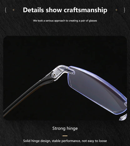 4 PK Mens Rectangular Rimless Blue Light Blocking Reading Glasses Unisex Readers by Anti Spier
