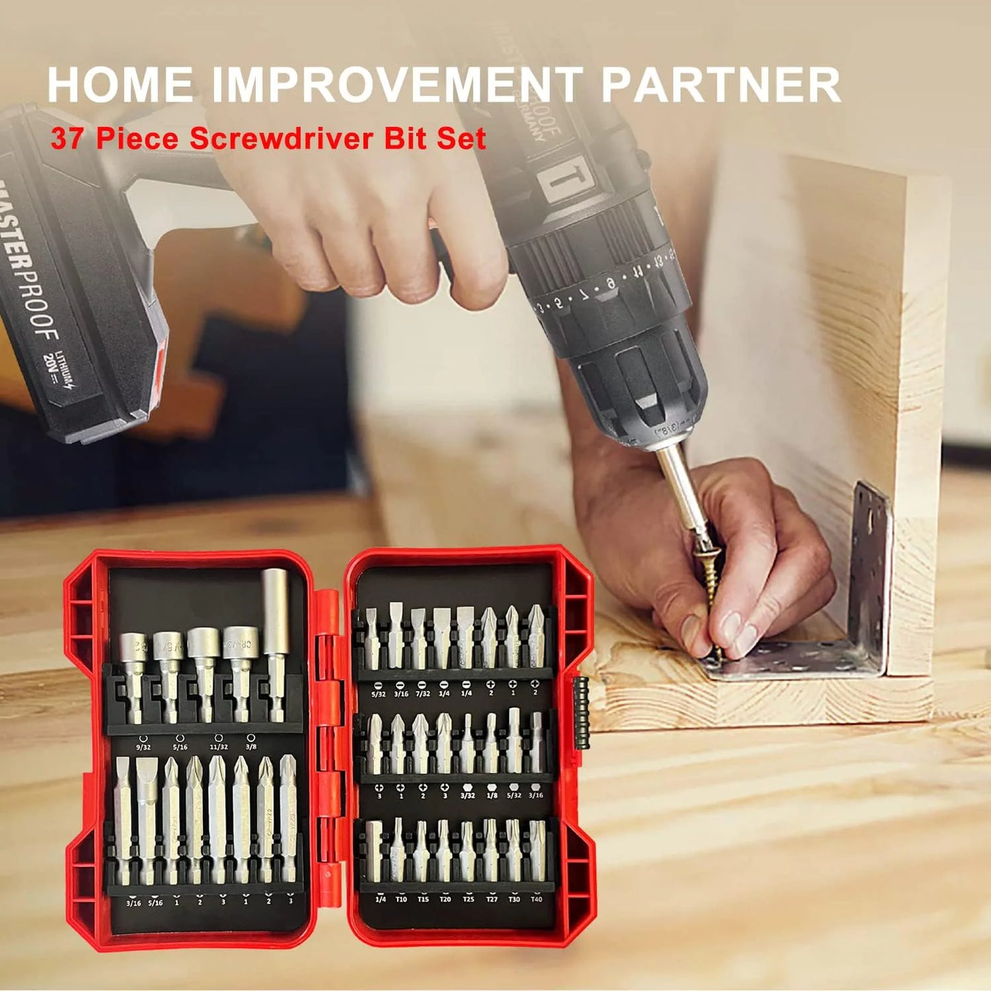 37 Piece Impact Screwdriver Bit Set Nut Driver Torx Phillips Tool Magnetic Drill by Anti Spier