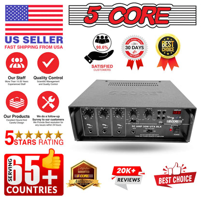 5Core Amplifier Home Audio Stereo Receiver PA Speaker Microphone Surround Sound Amp by Anti Spier