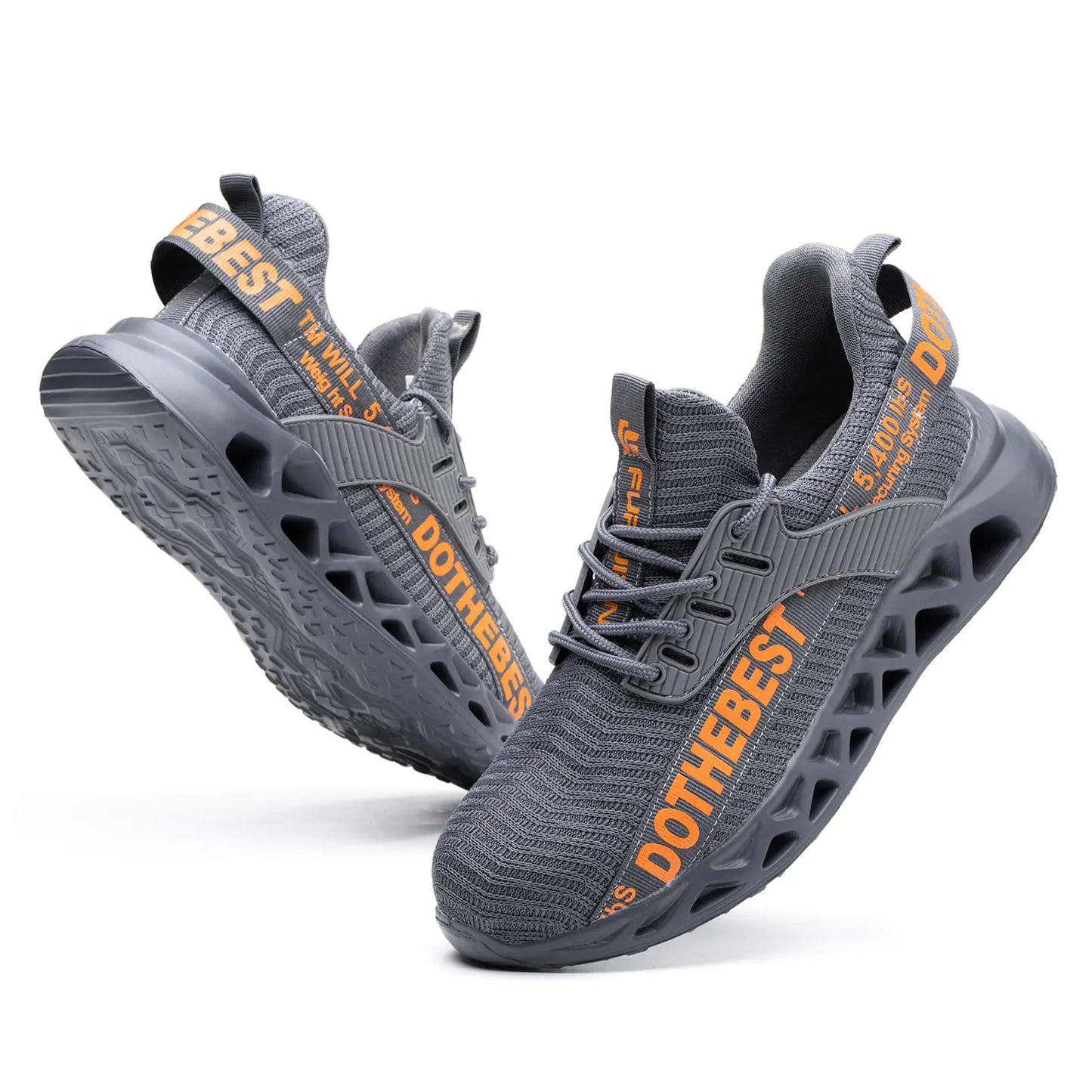 Furuian Steel Toe Sneakers for Men Women Lightweight Safety Shoes Comfortable Puncture Proof Slip On Indestructible Work Shoes 6.5 Women/5 Men Waterproof Grey by Anti Spier