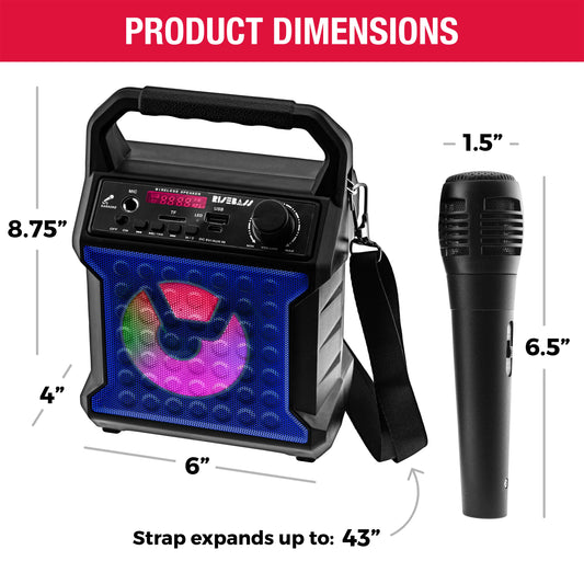 Risebass Portable Karaoke Machine with Microphone - Home Karaoke System with Party Lights for Kids and Adults - Rechargeable USB Speaker Set with FM Radio, SD/TF Card Support, and AUX-in by Anti Spier