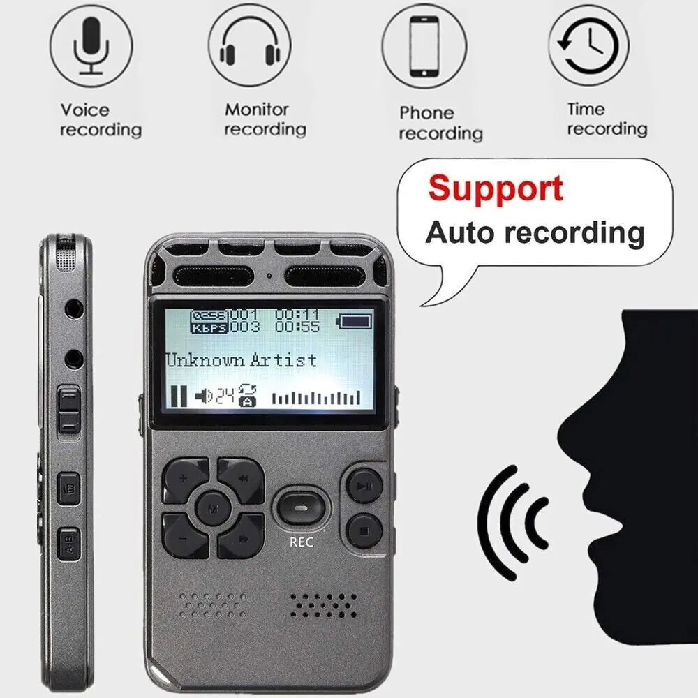 64GB Rechargeable LCD Digital Audio Sound Voice Recorder Dictaphone MP3 Player by Anti Spier