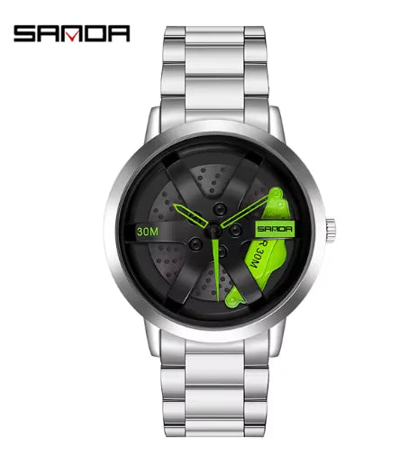 Men's 3D Car Wheel Sports Watch - Waterproof Quartz by Anti Spier