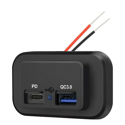 12-24V 4.8A Dual USB PD QC3.0 Car Boat RV Fast Charger Socket LED Power Outlet by Anti Spier