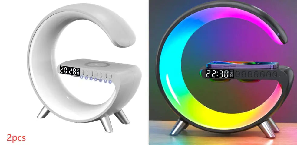 New Intelligent G Shaped LED Lamp Bluetooth Speake Wireless Charger Atmosphere Lamp App Control For Bedroom Home Decor by Anti Spier