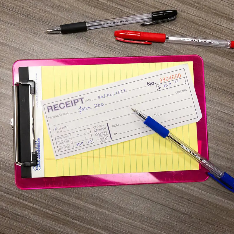 50 Sets 7 1/2" x 2 3/4" 2-Part Carbonless Cash or Rent Receipt Book by Anti Spier