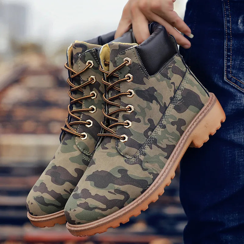 Men's PU Leather High-Top Snow Boots by Anti Spier